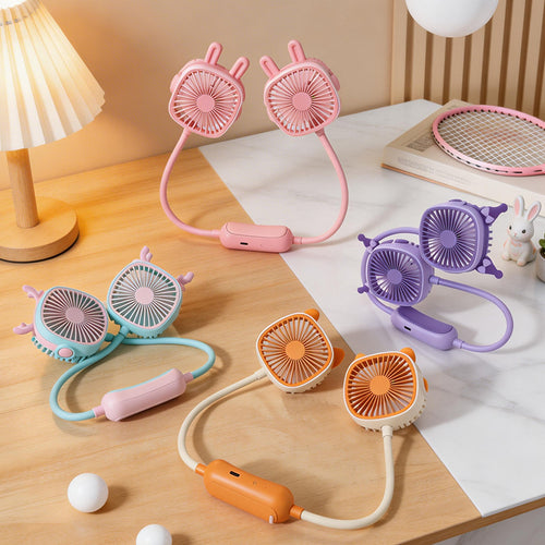 Women's Portable Mini Neck Fan with Dual Blower Bowlift