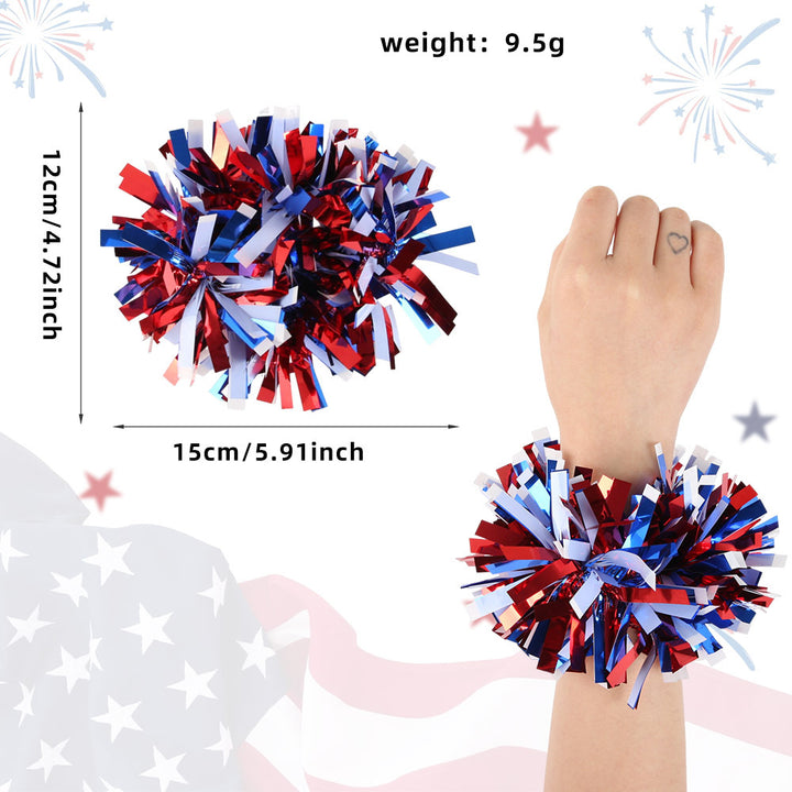 Unisex nan Pompom bracelet made of metallic tinsel with elastic insert for party and cheerleading Bowlift