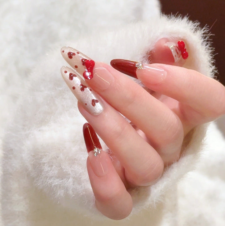 Artistic Gem-Accented Press-On Nail Extensions Bowlift
