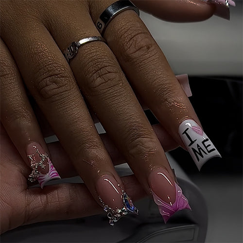 Artful nail art with romantic embellishments and glitter accents Bowlift