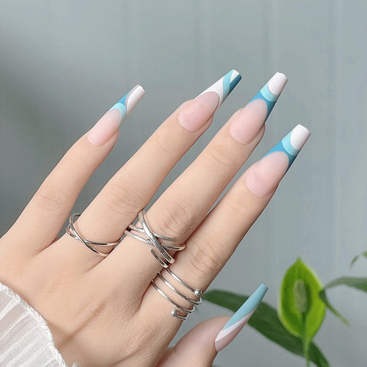 Stylish Geometric Press-On Nails Bowlift