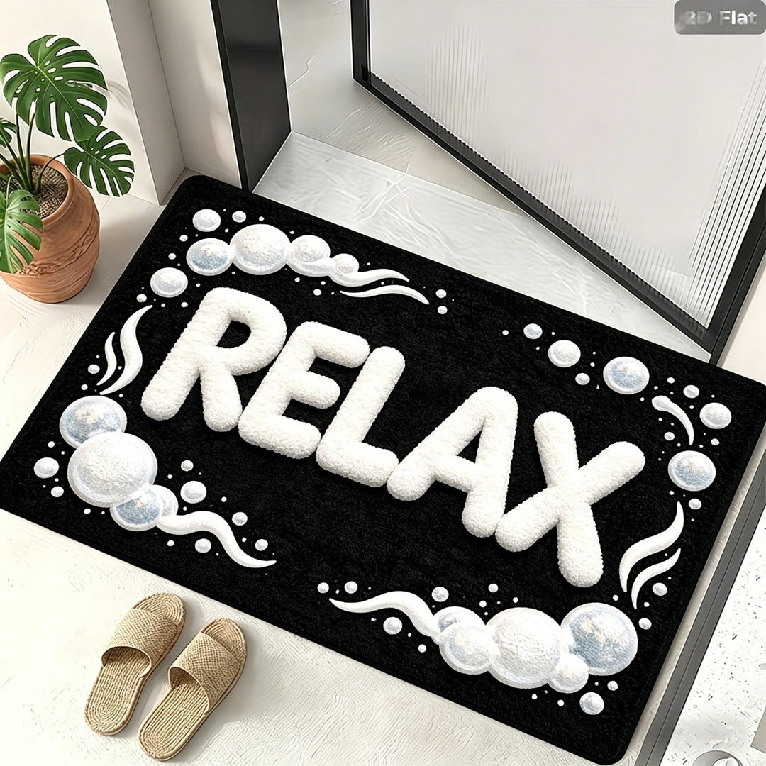Plush Bath Mat with Motivational Quote