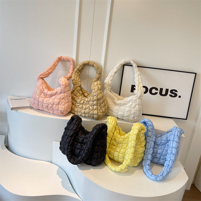 Textured Quilted Shoulder Bag Bowlift