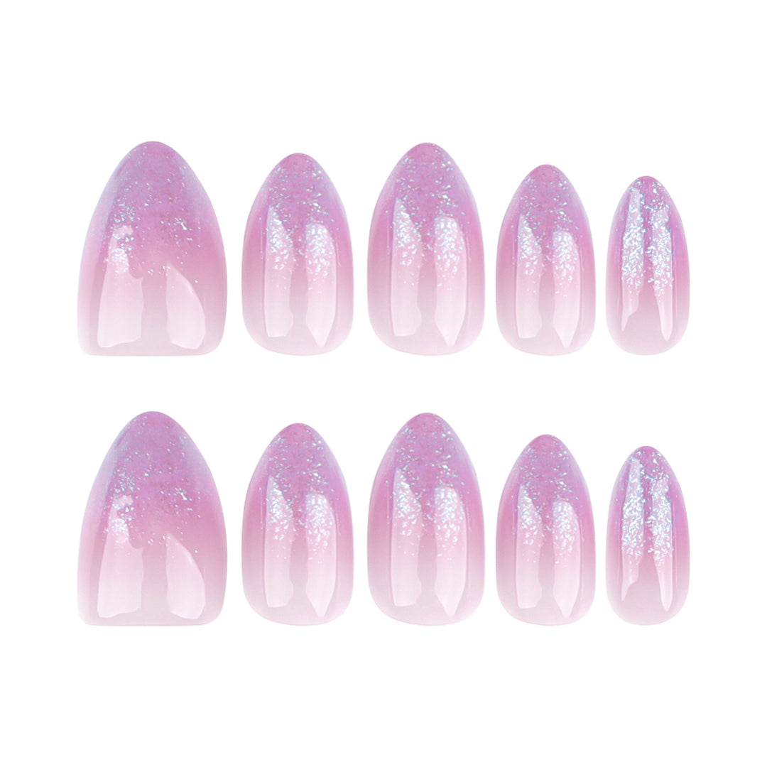 Artistic Nail Extensions with Glitter Gradient Bowlift