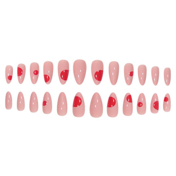 Artistic Pointed Press-On Nails with Red Dot Design Bowlift