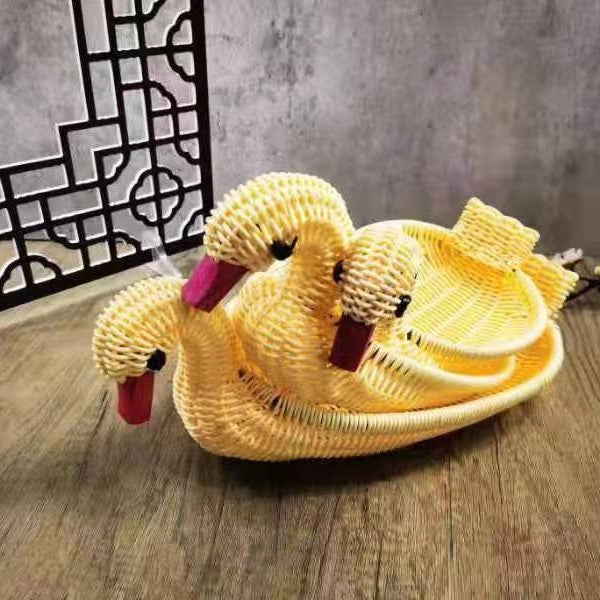 Decorative Woven Duck-Shaped Basket Bowlift
