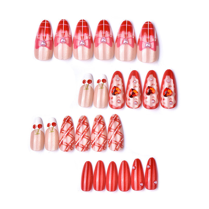 Creative nail art set with romantic heart designs and elegant decorations Bowlift