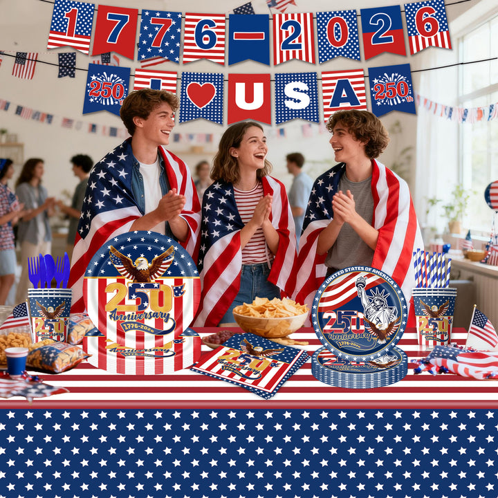 Unisex decorative paper napkins set anniversary motif USA square disposable Bowlift