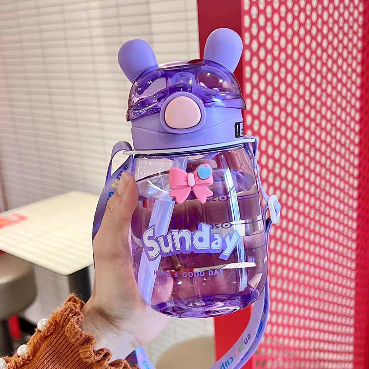 Ladies Animal-Friendly Water Bottle with Practical Straw Bowlift