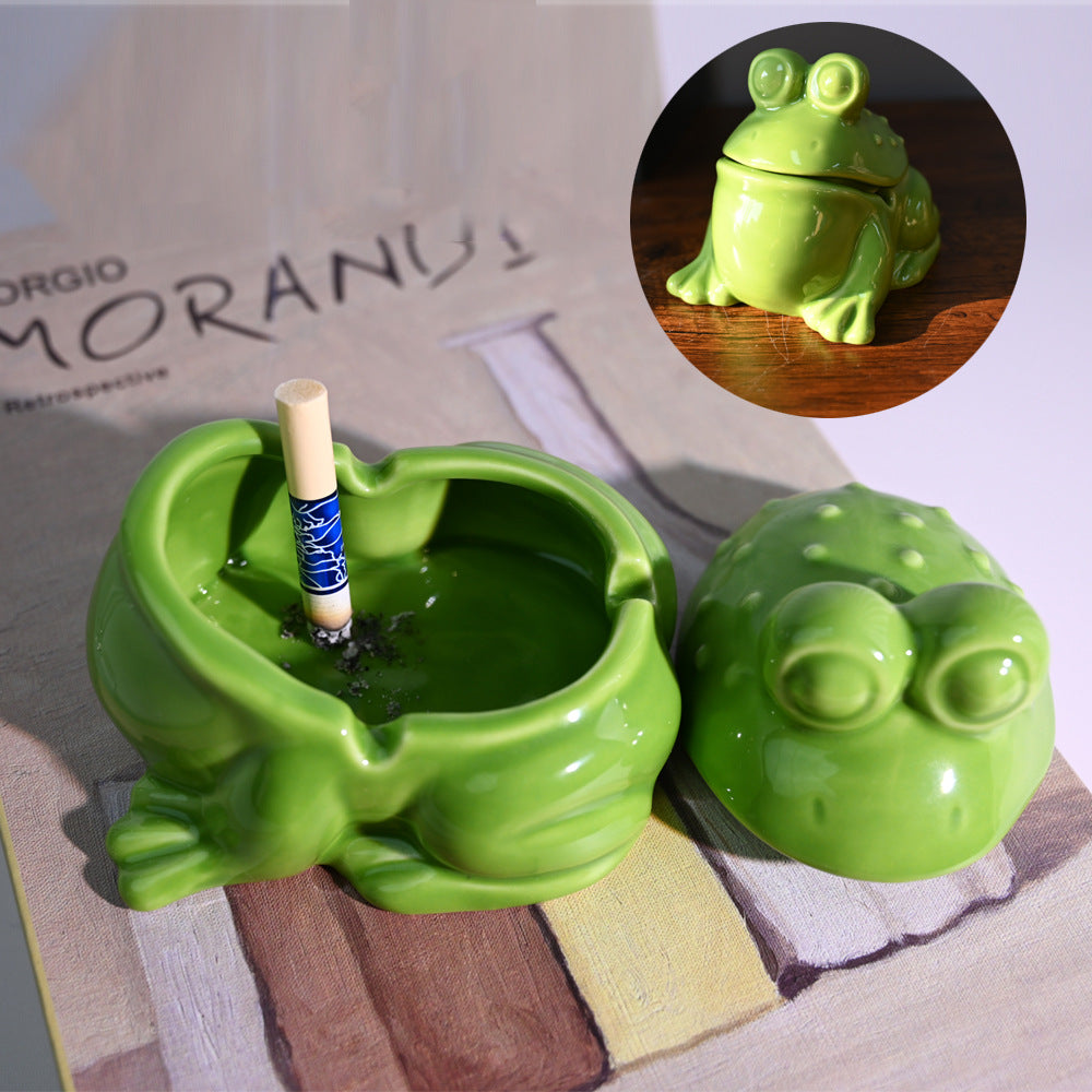Frog-Shaped Decorative Ceramic Storage
