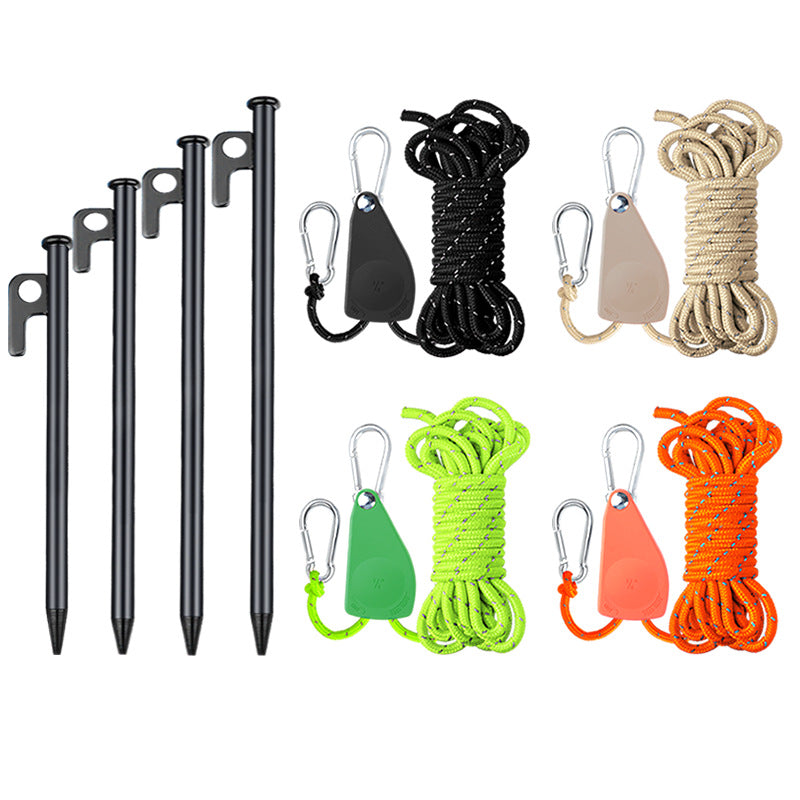 Multifunctional rope set with carabiner and tent stake Bowlift