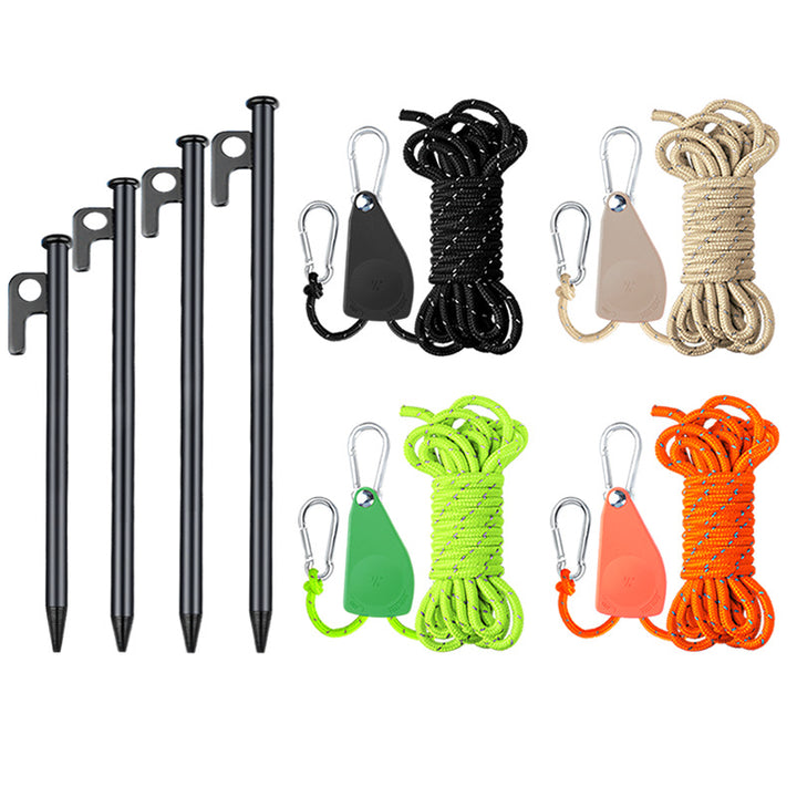 Multifunctional rope set with carabiner and tent stake Bowlift