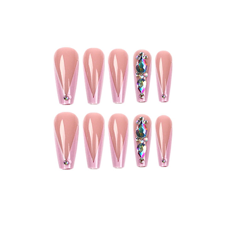 Artful nail extensions with rhinestone and flower accents Bowlift