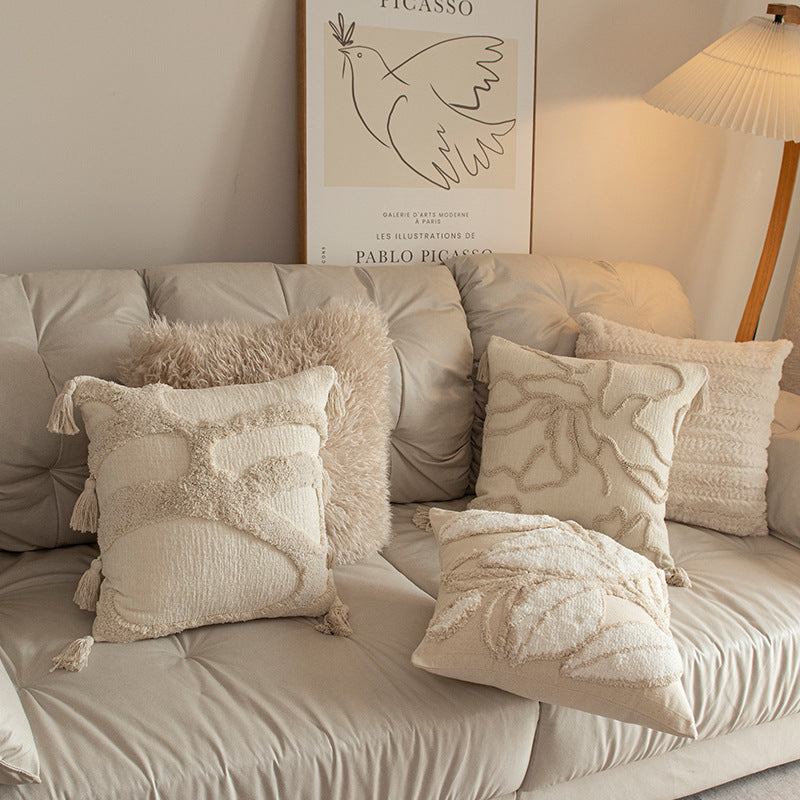 Decorative Tufted Square Throw Pillow with Tassel Corners Bowlift