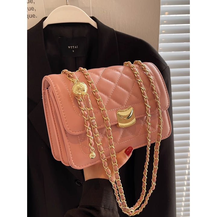 Quilted Chain-Detail Crossbody Purse Bowlift