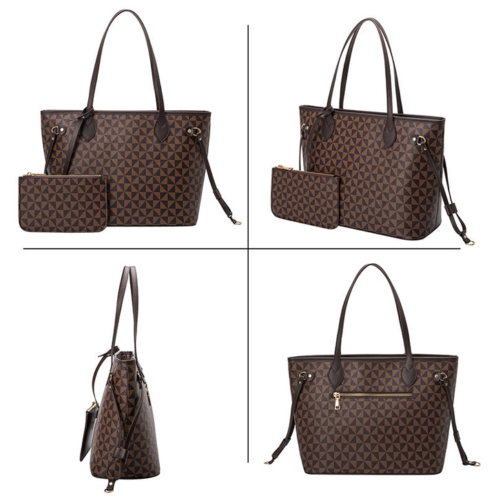 Geometric Patterned Tote Bag with Detachable Pouch