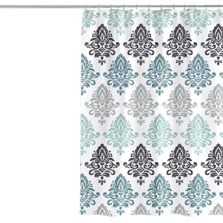 Women's Elegant Damask Shower Curtain Bowlift