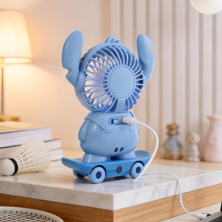 Ladies Portable Toy Fan with LED Lighting and USB Charging Bowlift