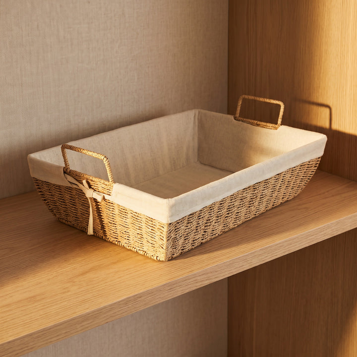 Practical storage basket with fabric lining Bowlift
