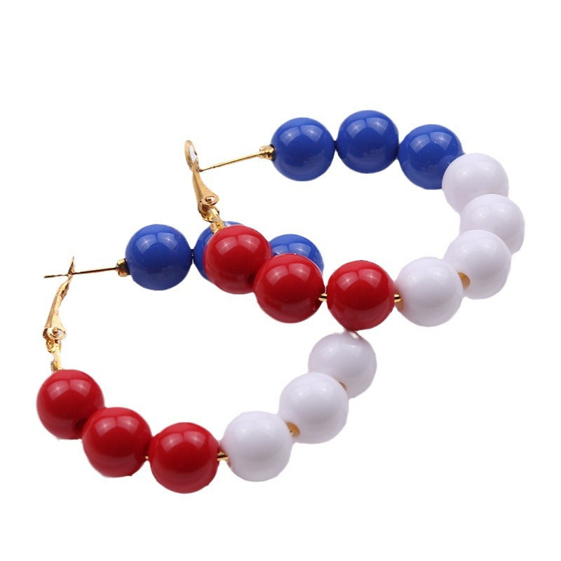 Women's nan chunky beaded hoop earrings with metal leverback clasp Bowlift