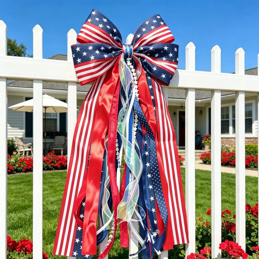 Unisex nan decorative ribbon hanging decoration with long satin and organza ribbons Bowlift