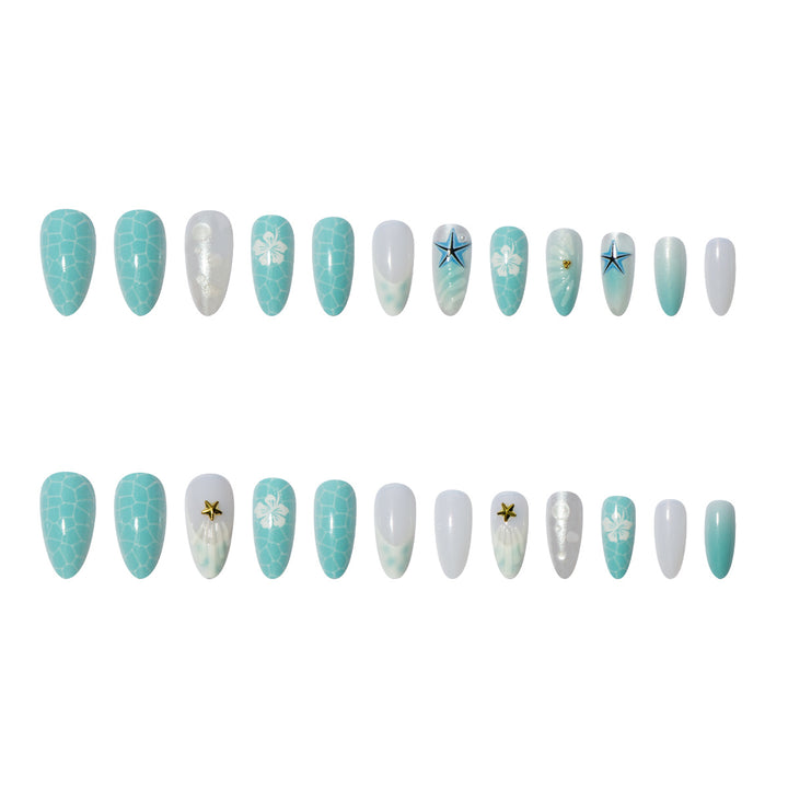 Artificial nail set with sea motifs and 3D accents Bowlift