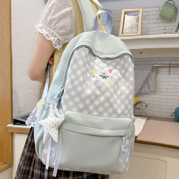 Cute Decorative Checked Pattern Backpack Bowlift