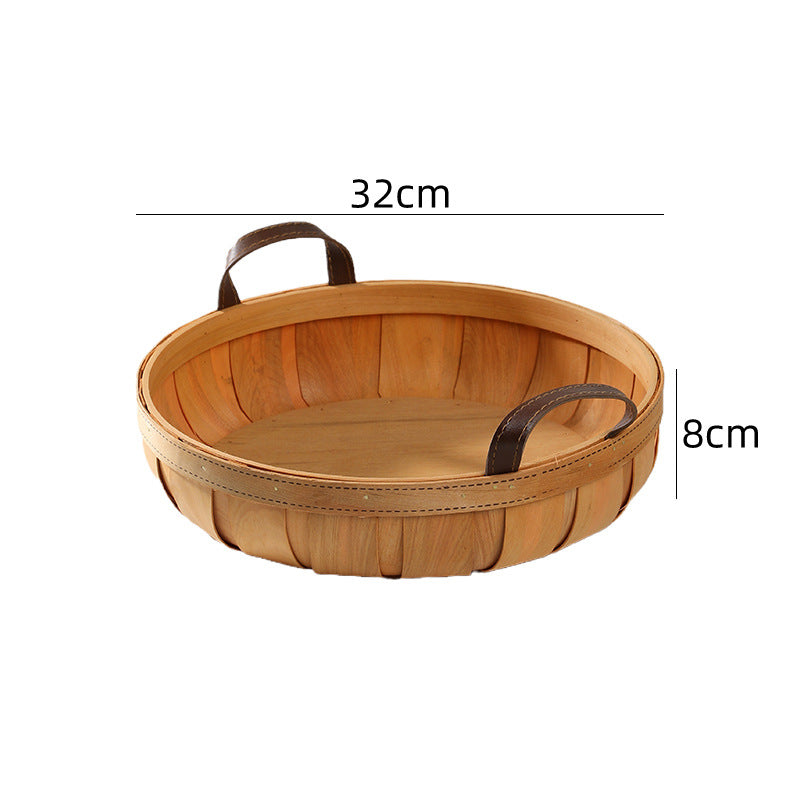 Handcrafted Oval Serving Tray with Leather Handles Bowlift