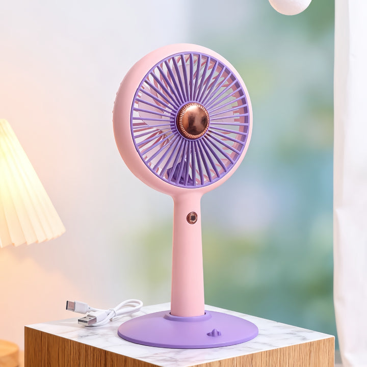 Women portable table fan with USB charging function and flexible tilt Bowlift