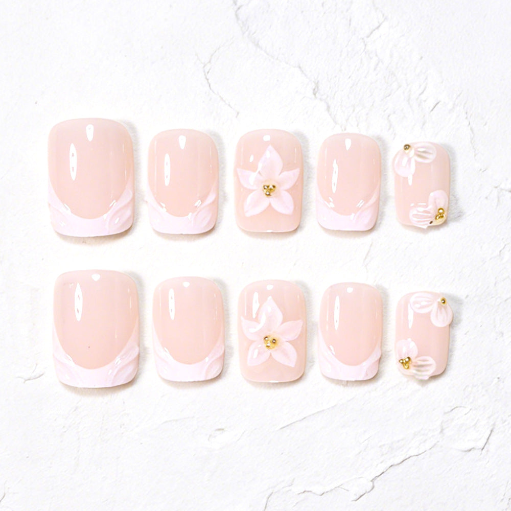Elegant Floral Nail Extensions Bowlift
