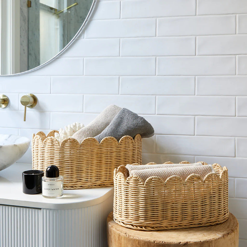 Handmade decorative basket with wavy edge Bowlift