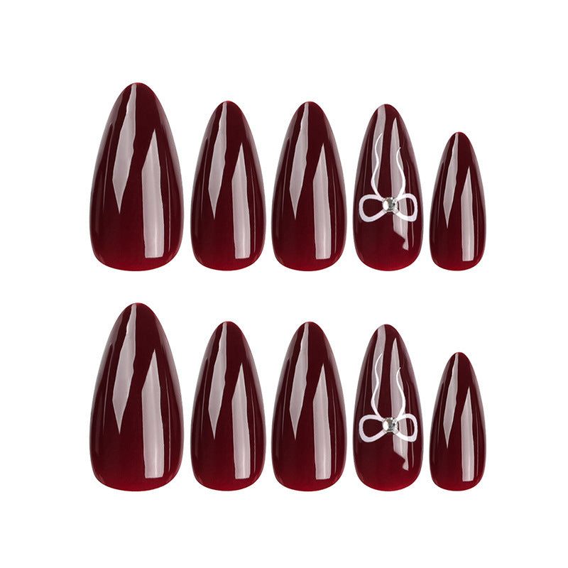 Elegant Stiletto Press-On Nail Tips with Floral Detail Bowlift