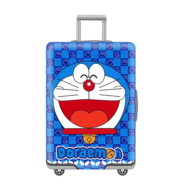 Unisex nan elastic motif suitcase cover made of stretchable polyester with handle and wheel openings Bowlift