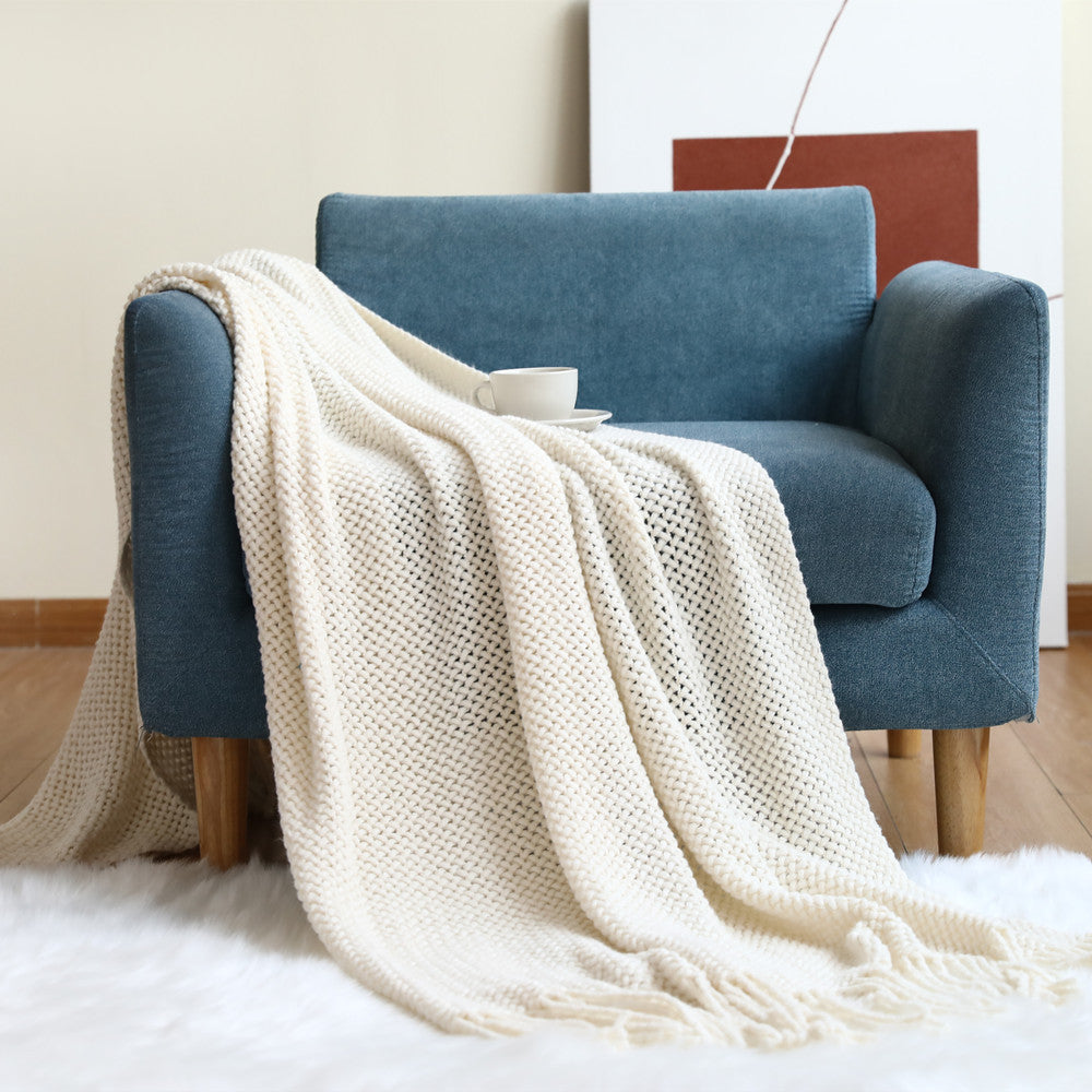 Woven Textured Knit Throw Blanket