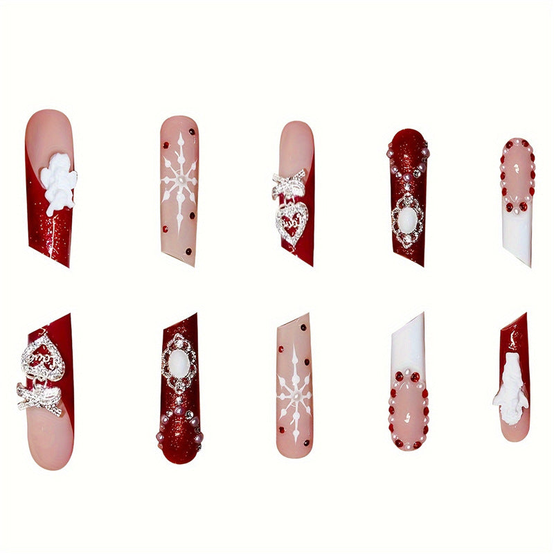 Holiday-Themed Press-On Nail Art Set Bowlift