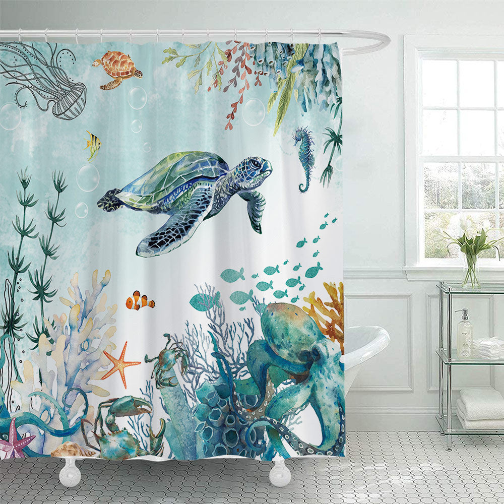 Coastal Pattern Shower Curtain Bowlift