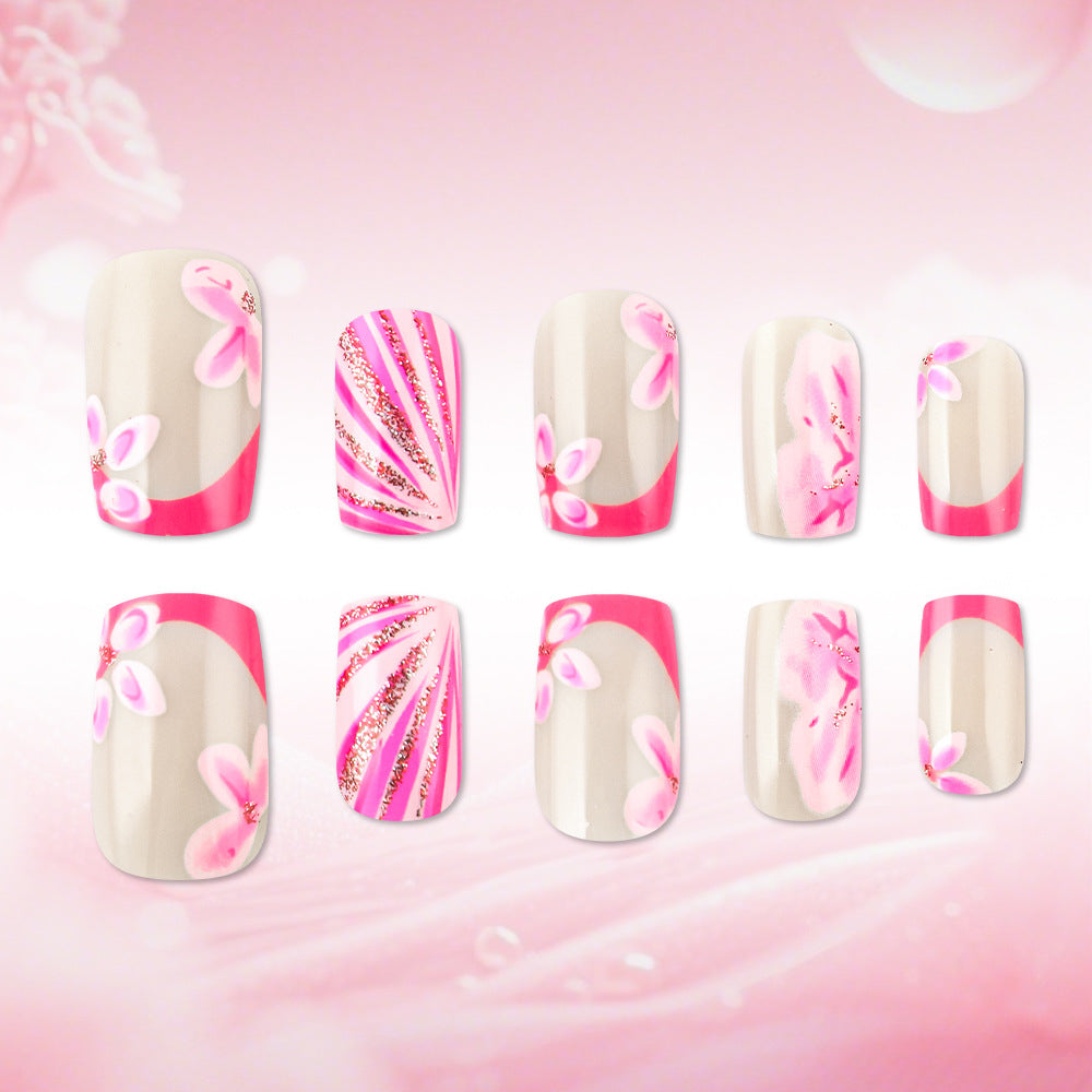 Artistic Floral Gel Press-On Nails Bowlift