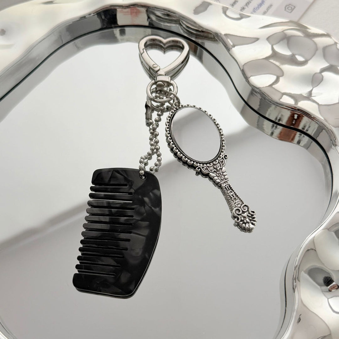 Charming Compact Mirror and Comb Keychain Bowlift