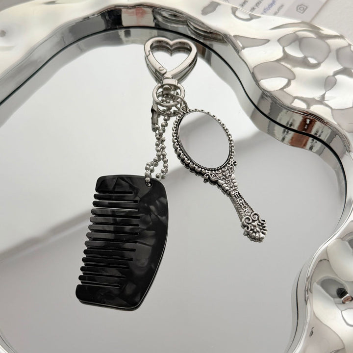Charming Compact Mirror and Comb Keychain Bowlift