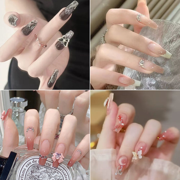Elegant Floral French Tip Press-On Nails Bowlift