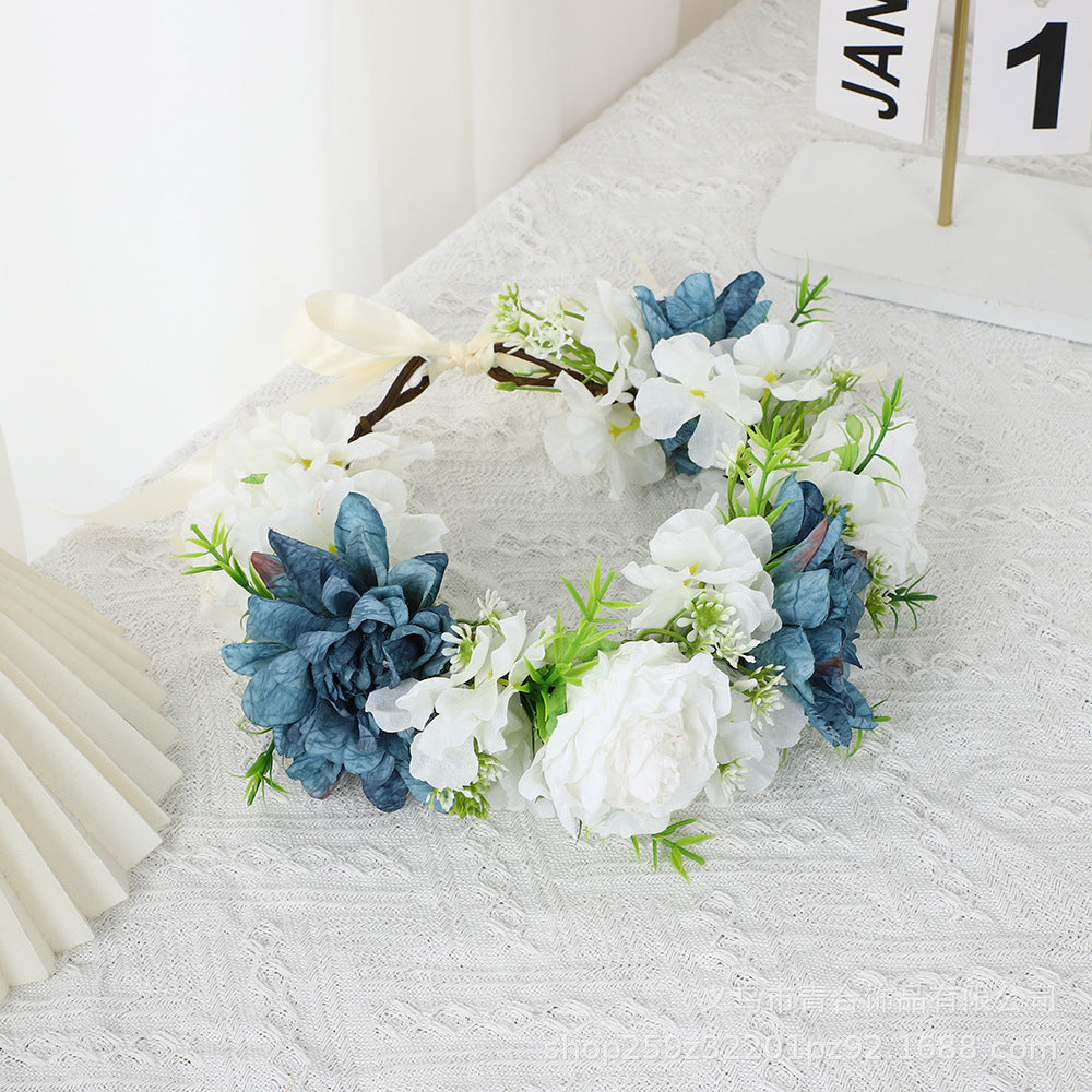 Handmade Romantic Artificial Flower Crown Headband for Bridal and Festival Bowlift