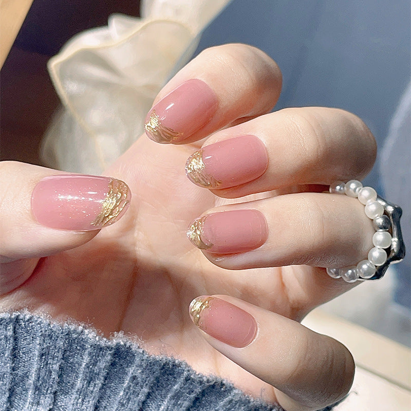 Elegant Gold-Tipped Press-On Nails Bowlift
