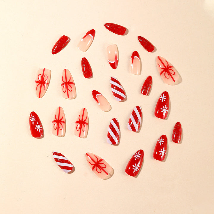 Festive Holiday-Themed Stiletto Nail Art Set Bowlift