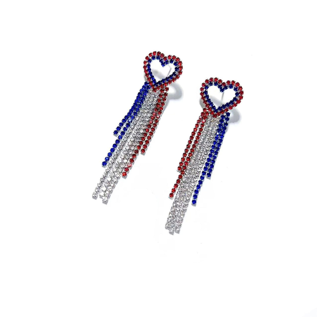 Women nano sparkling statement earrings with long rhinestone tassels Bowlift