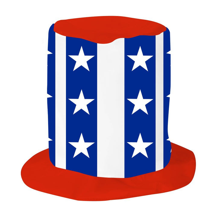 Independence Day oversized novelty top hat with flexible foam core and adjustable elastic chin strap Bowlift