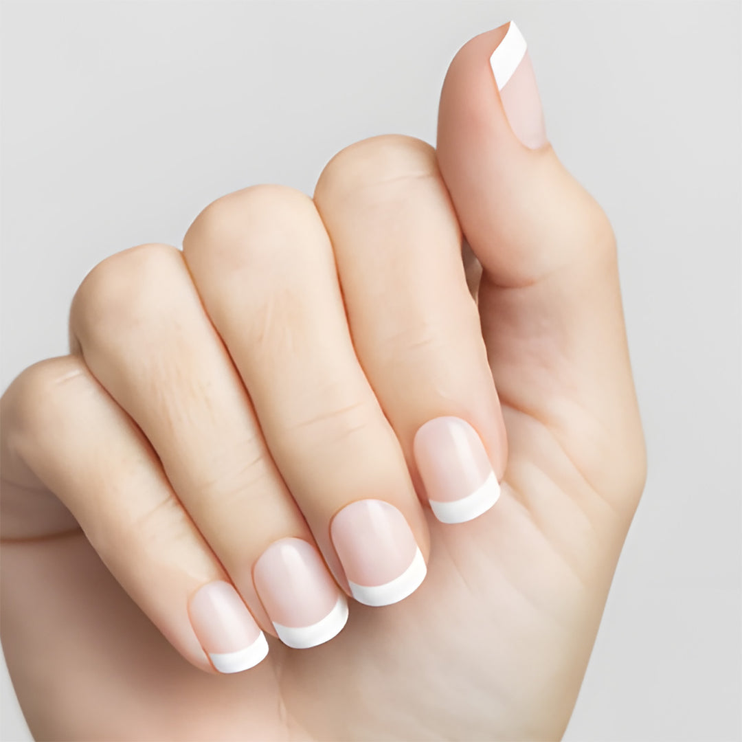 Classic French Tip Press-On Nails Bowlift