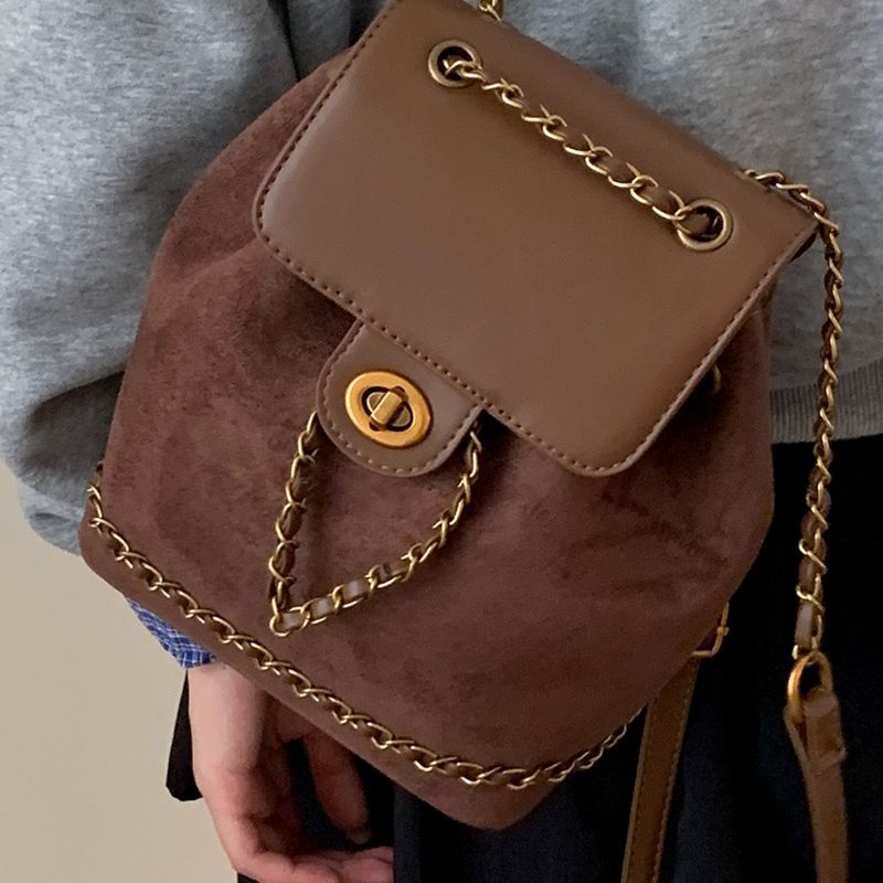 Chic Faux Suede Drawstring Backpack Bowlift
