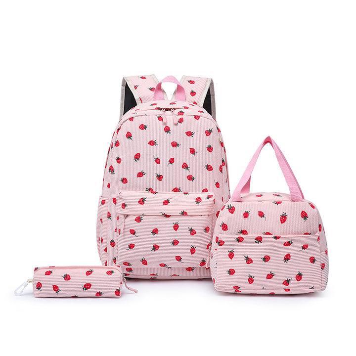 Backpack set with Playful Strawberry Pattern Bowlift