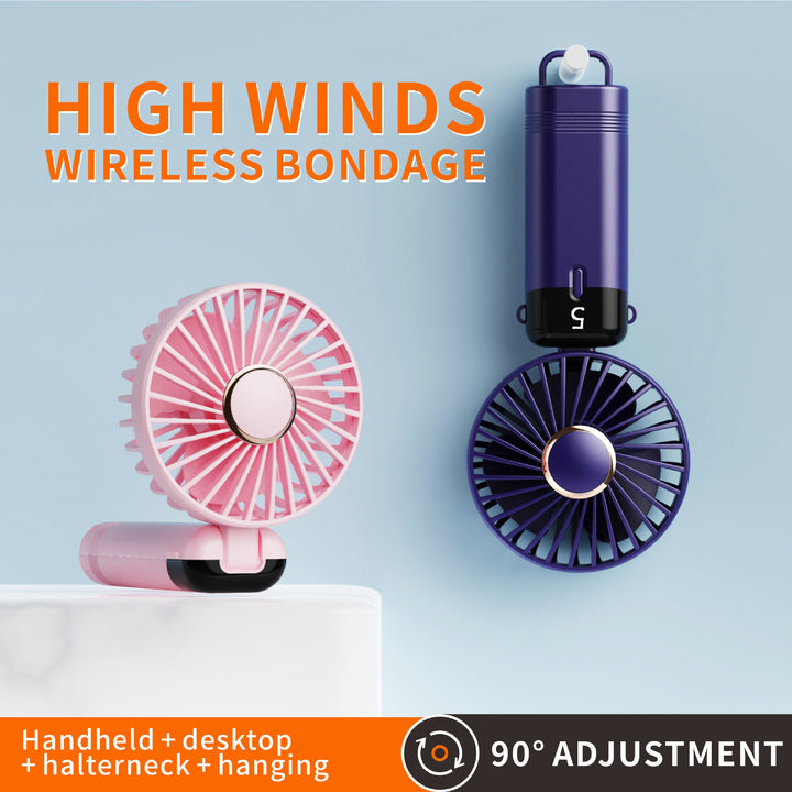 Unisex nan rechargeable portable handheld and desk fan with LED battery indicator Bowlift
