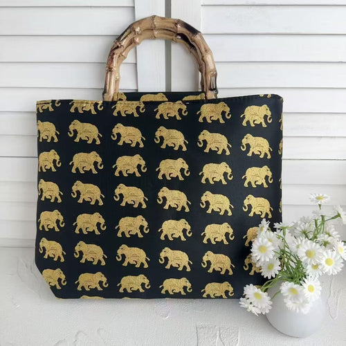 Stylish cotton bag with bamboo handles Bowlift